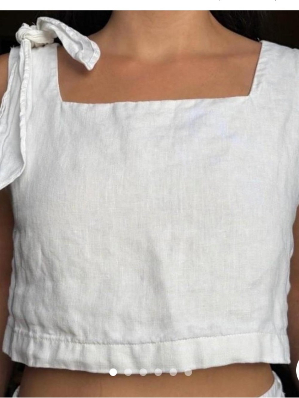 Zara White Linen Tie-Shoulder Square-Neck Crop Top Woman’s Size